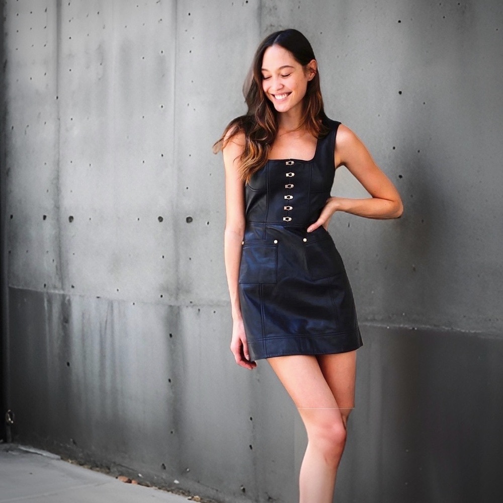 🚫 SOLD❗️Alice McCall Leather Mini Dress, size 4, Black, EUC! 🔥HOT!!🥵